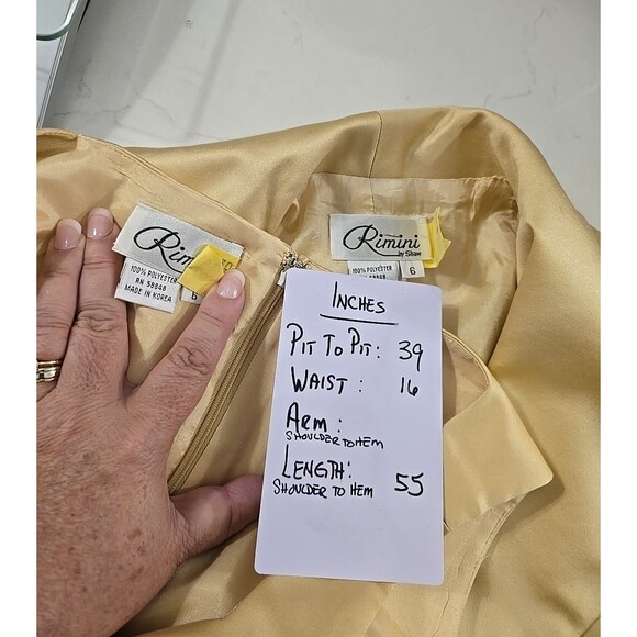 Vintage Rimini Satin Two Piece Maxi Formal Womens 6 Long Jacket Champagne Beige - Picture 7 of 9
